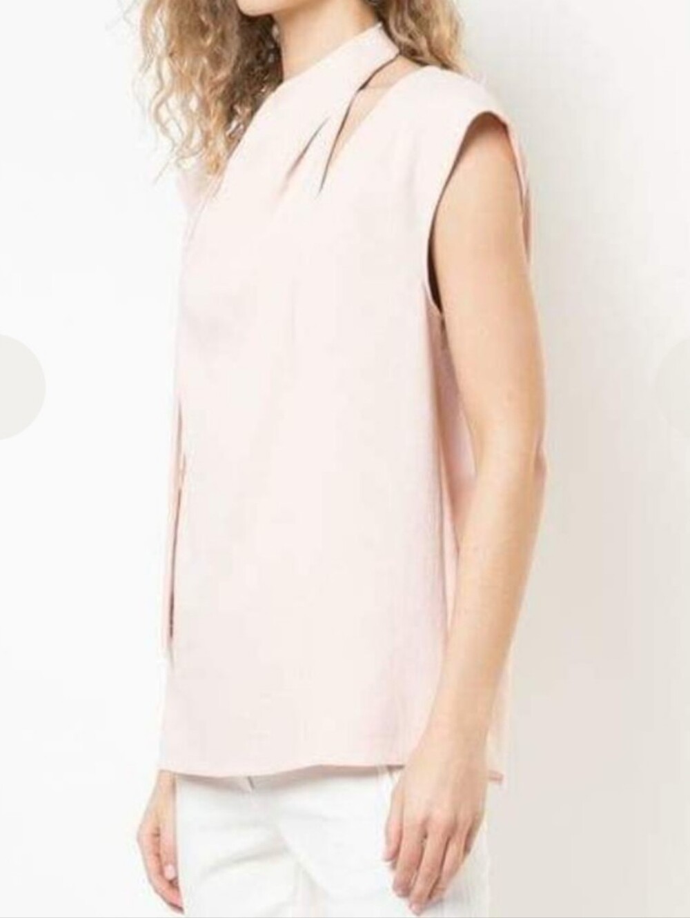 Tibi Chalky Drape Sleeveless Pleat Tie Top-Blush Size 4 EUC